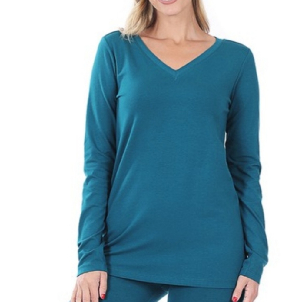 Teal V neck leggings set